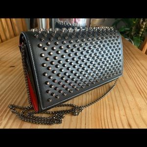 Christian Louboutin Paloma Spike Leather Clutch